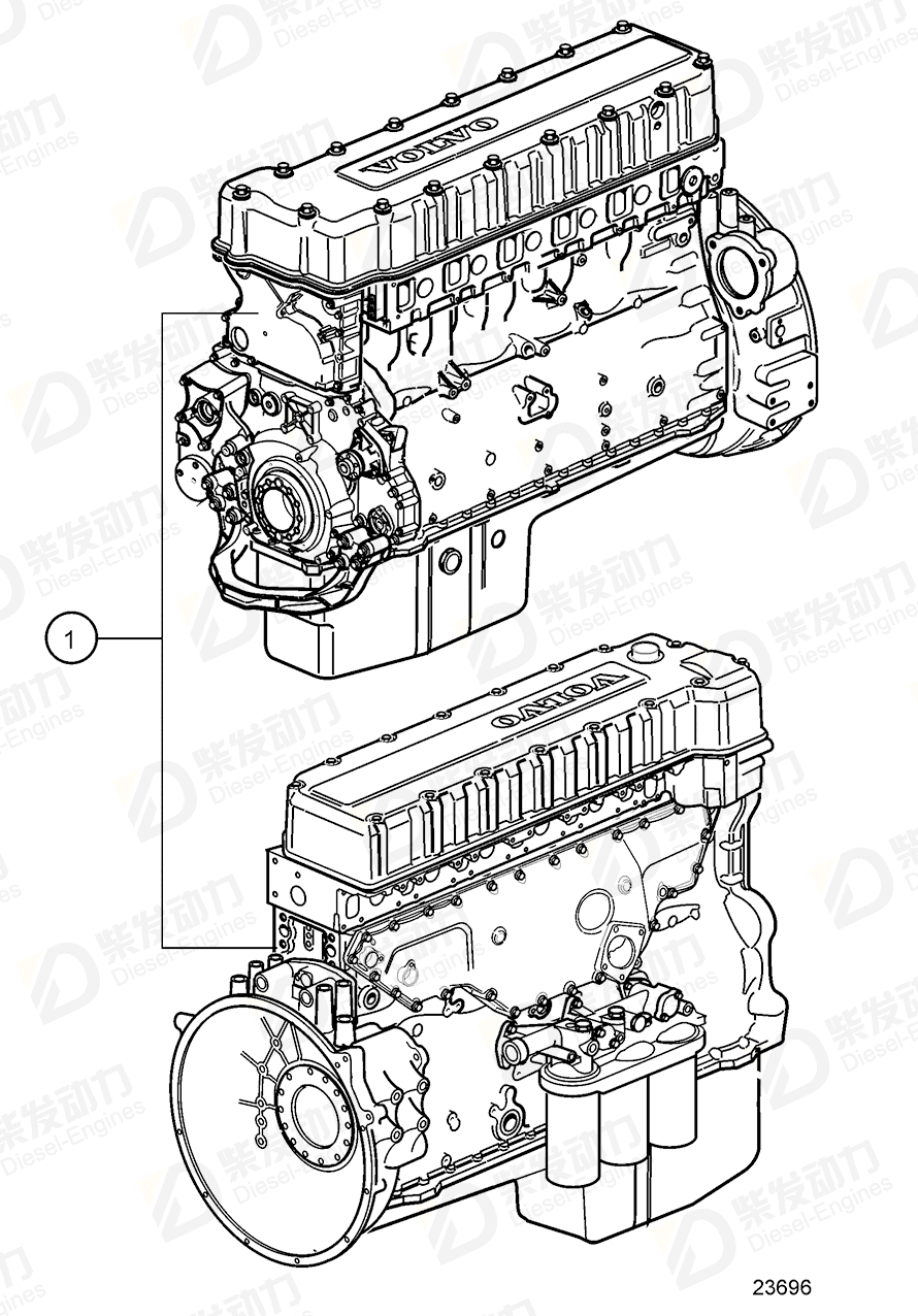 volvo penta Longblock engine 3801111 Drawing volvo penta Longblock engine 3801111 Drawing